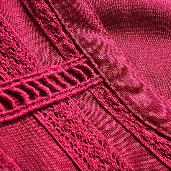 Soft Surroundings Maroon Red Lithonia Blouse Top  Crochet Knit Women's sz Large - Picture 4 of 9